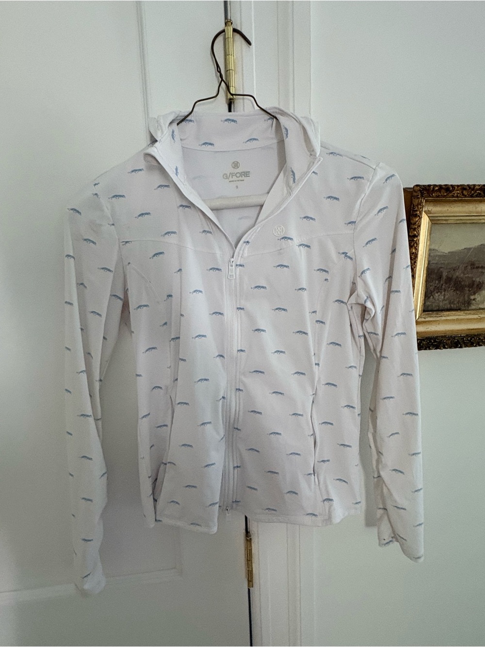 G/FORE THe GROVE White hooded ladies golf or tennis athletic zip up